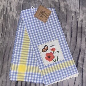 Blue & Yellow Poppy Check Kitchen Towel - Brand Unspecified